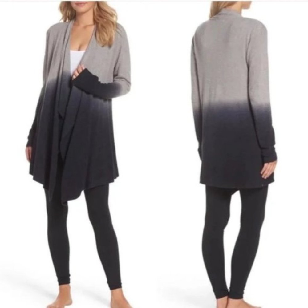 Barefoot Dreams CozyChic Lite Calypso Ombre Wrap Cardigan, Gray/Black Size S/M